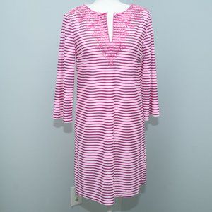 Cabana Life x Talbots SPF Dress 3/4 Sleeve Pink White Beach Swim Small S